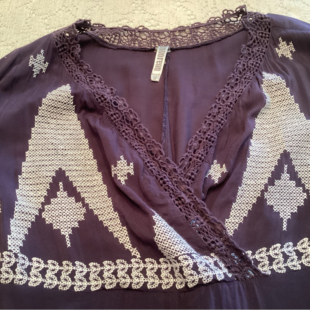 Boho Blue Tunic/Mini with Embroidery - Picture 2 of 11